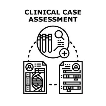 Clinical case assessment analyzing patient medical records and diagnostic tes Stock Illustration