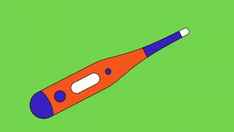 Clinical digital thermometer animation isolated on green screen background Stock Footage 300155002