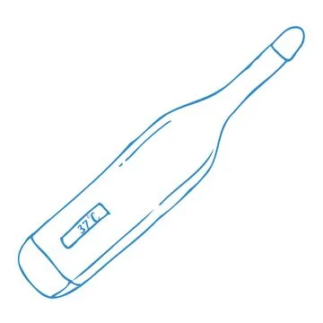 Clinical digital thermometer doodle icon. Thermometer icon symbol shape. Illustrazione stock