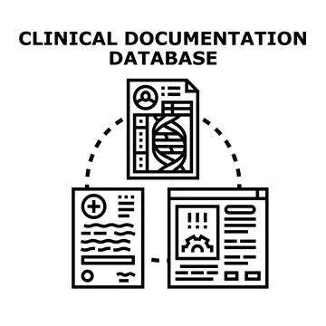 Clinical documentation database managing medical patient data Stock Illustration