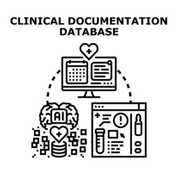 Clinical documentation database managing patient medical data Stock Illustration