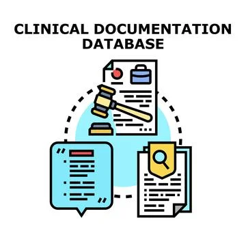 Clinical documentation database managing patient legal records Stock Illustration