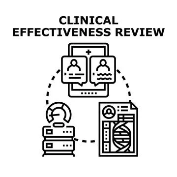 Clinical effectiveness review analyzing patient data treatment Stock Illustration