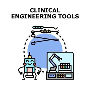 Clinical engineering tools in medicine and healthcare technology Stock Illustration