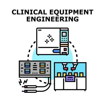 Clinical equipment engineering concept producing precise medical devices Stock Illustration