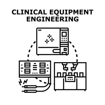 Clinical equipment engineering concept producing precise medical devices 库存插图