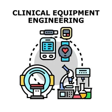 Clinical equipment engineering developing medical technology concepts Stock Illustration
