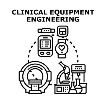 Clinical equipment engineering developing medical technology concepts Stock Illustration