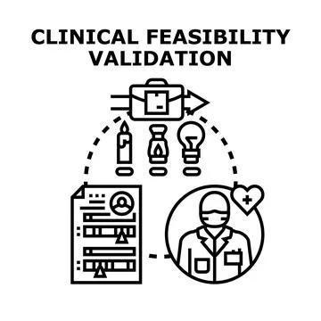 Clinical feasibility validation process and medical research Stock Illustration