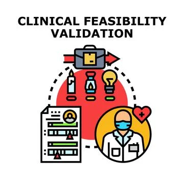 Clinical feasibility validation process and medical research Stock Illustration