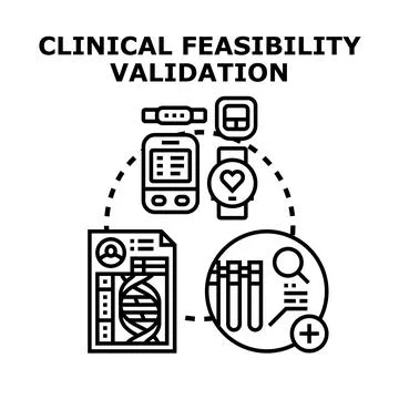 Clinical feasibility validation process with patient data Stock Illustration