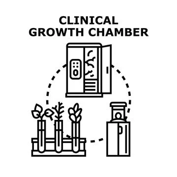 Clinical growth chamber developing plant science experiment Stock Illustration