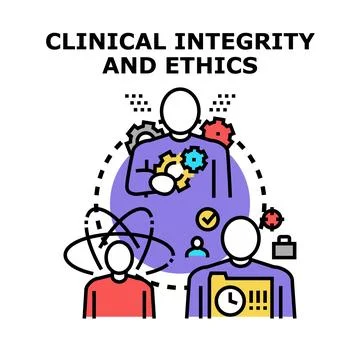 Clinical integrity and ethics concept with interacting professionals Stock Illustration