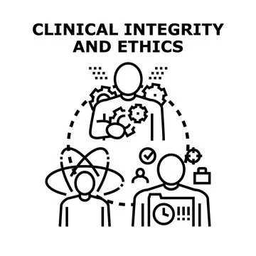 Clinical integrity and ethics concept with interacting professionals Stock Illustration