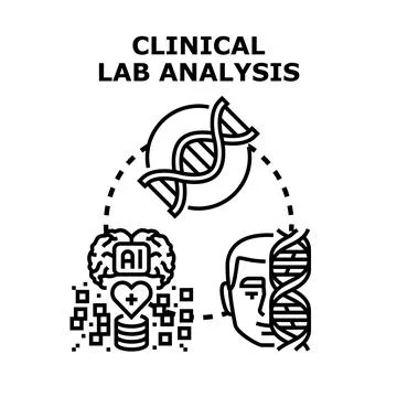 Clinical lab analysis and genetic testing concept illustrating health Stockillustratie