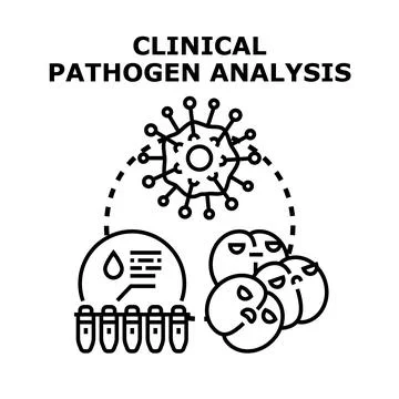 Clinical pathogen analysis concept showing virus and blood testing Illustrazione stock