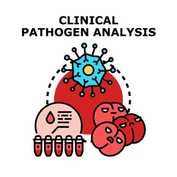 Clinical pathogen analysis concept showing virus and blood testing Stock Illustration