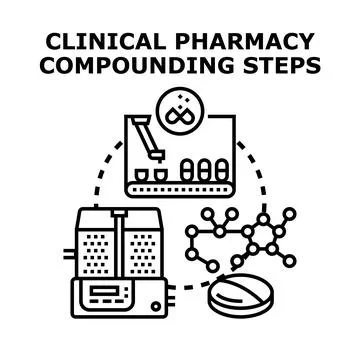 Clinical pharmacy compounding steps process Иллюстрация