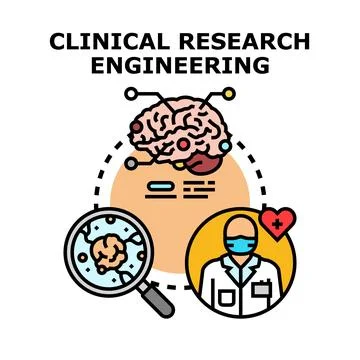 Clinical research engineering developing healthcare technology solutions Stock Illustration