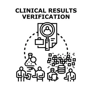Clinical results verification process managing medical data research Stock Illustration