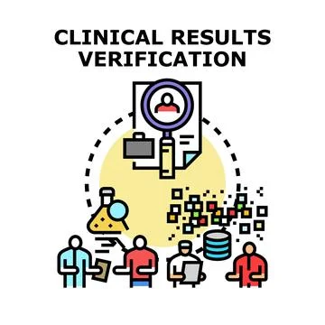Clinical results verification process managing medical data research Stock Illustration