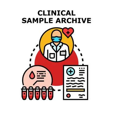 Clinical sample archiving process with medical data Stockillustratie
