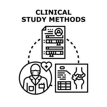 Clinical study methods for medical research development Stock Illustration