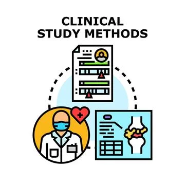 Clinical study methods for medical research development Stock Illustration