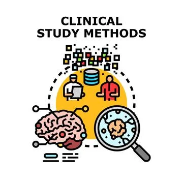 Clinical study methods researching medical analysis concepts Stock Illustration