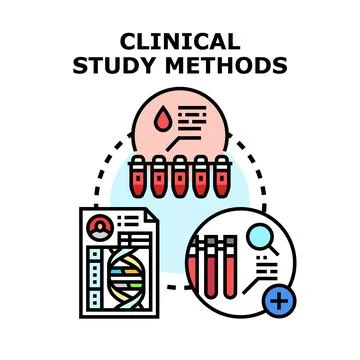Clinical study methods researching medical analysis process Stock Illustration