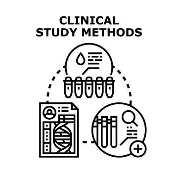 Clinical study methods researching medical analysis process Stock Illustration
