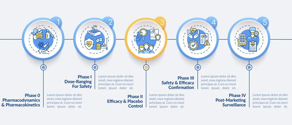 Clinical study phases vector infographic template Stock-Illustration