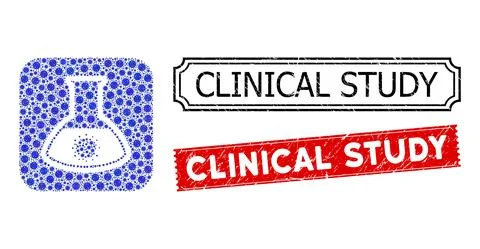 Clinical Study Textured Seals with Cell Hole Mosaic Covid Analysis Flask Stock Illustration