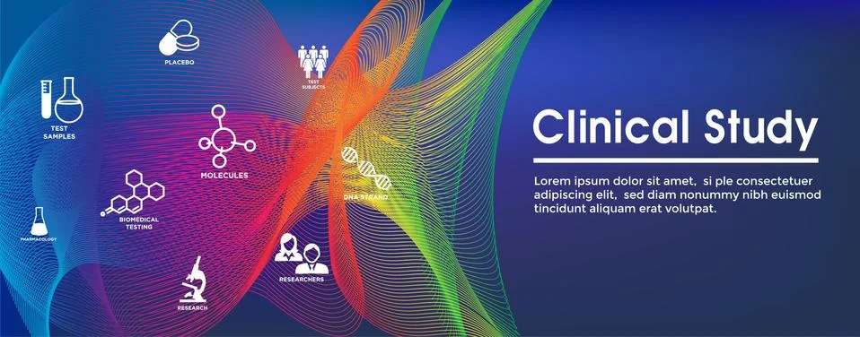 Clinical Study Web Header Banner and Icon Set Stock Illustration