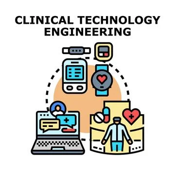 Clinical technology engineering developing medical innovations and digital .. Illustrazione stock