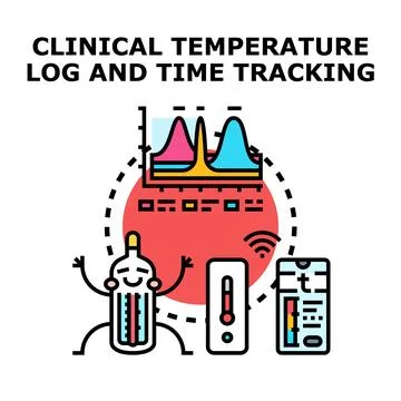 Clinical temperature log and time tracking medical concept 스톡 일러스트