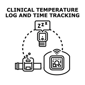 Clinical temperature logging and time tracking concept Illustrazione stock