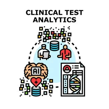 Clinical test analytics process with ai and medical data Stock Illustration