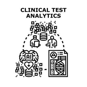 Clinical test analytics process with ai and medical data Stock Illustration