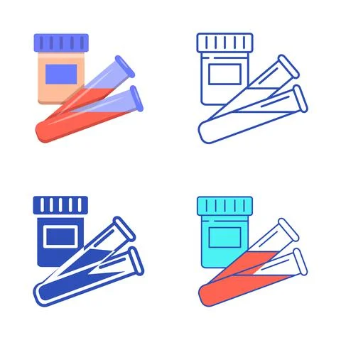 Clinical tests icon set in flat and line style Stock Illustration