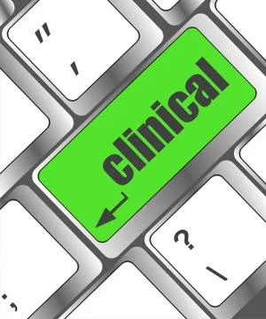 Clinical text on laptop computer keyboard, Stock Illustration