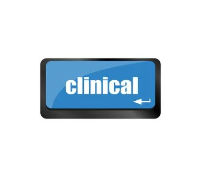 Clinical text on laptop computer keyboard, イラスト素材