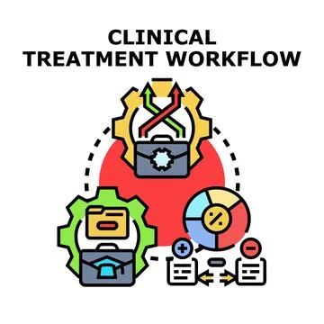 Clinical treatment workflow process developing strategy icon Stock Illustration