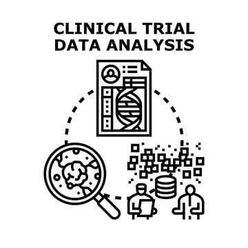 Clinical trial data analysis process and medical research Stock Illustration