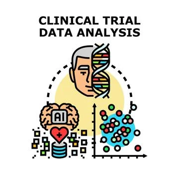 Clinical trial data analysis using artificial intelligence Stock Illustration