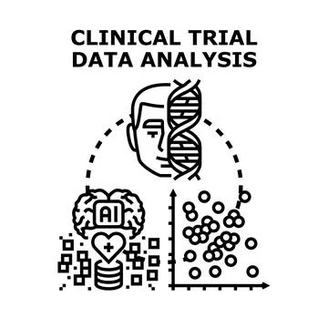 Clinical trial data analysis using artificial intelligence Stock Illustration