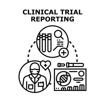 Clinical trial reporting process and research management Stock Illustration