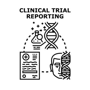 Clinical trial reporting process with genetic research data analysis Stock Illustration