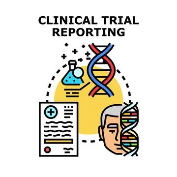 Clinical trial reporting process with genetic research data analysis Stock Illustration