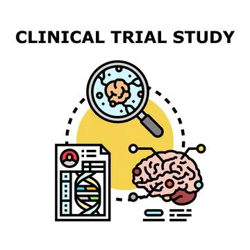 Clinical trial study researching human health and medicine Stock Illustration
